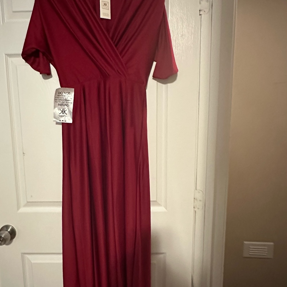 Red V-Neck Wrap Gown for Wedding Guest
